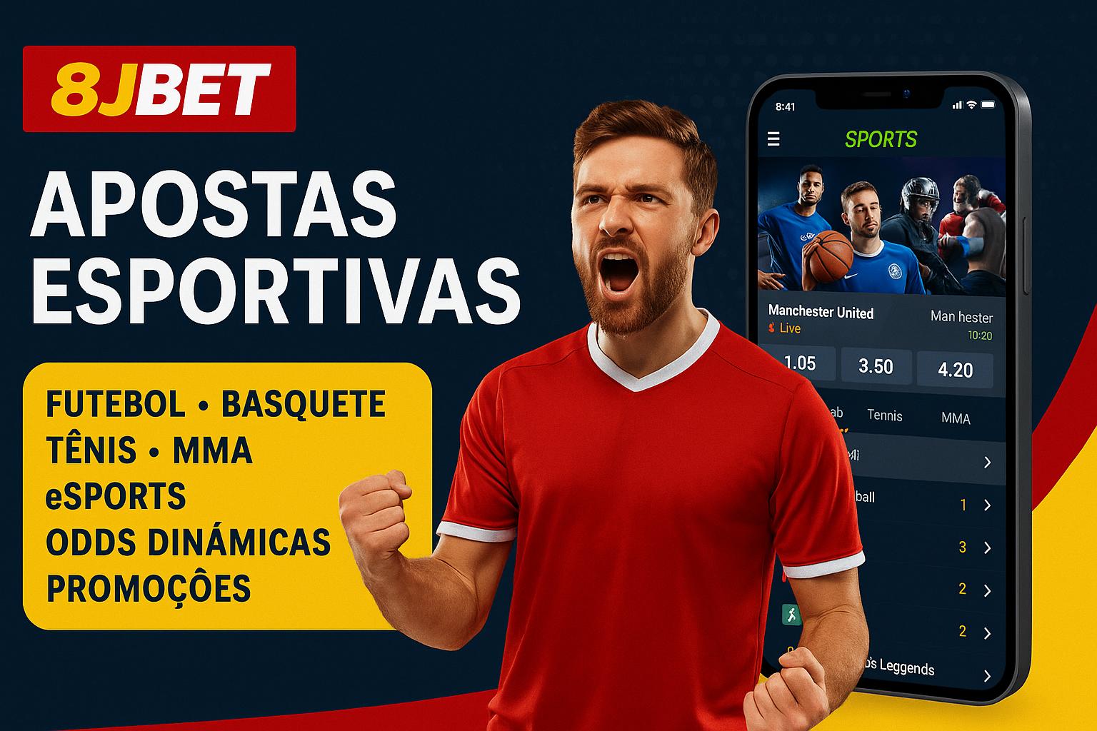 Aposte em apostas esportivas no cassino online 8JBET
